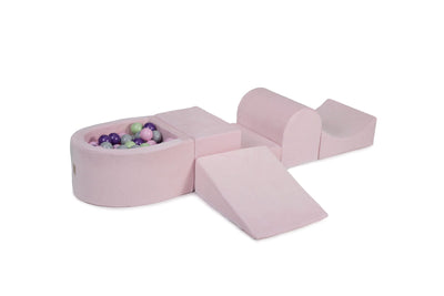 Foam Playset with Small Ball Pit Playground for Children with 100 Balls Certified, Velvet, Light Pink: Light Green/Violet/Gray/Pastel Pink