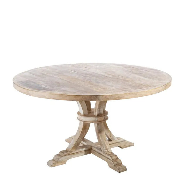 DINING TABLE ROUND ABOUT WHITE PICKLING 150 X 150 X 76 CM – BOIS BLANC HOME