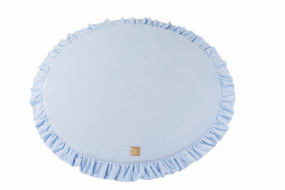 Baby Round 100cm Foam Play Mat with Frill Certified, Velvet, Baby Blue
