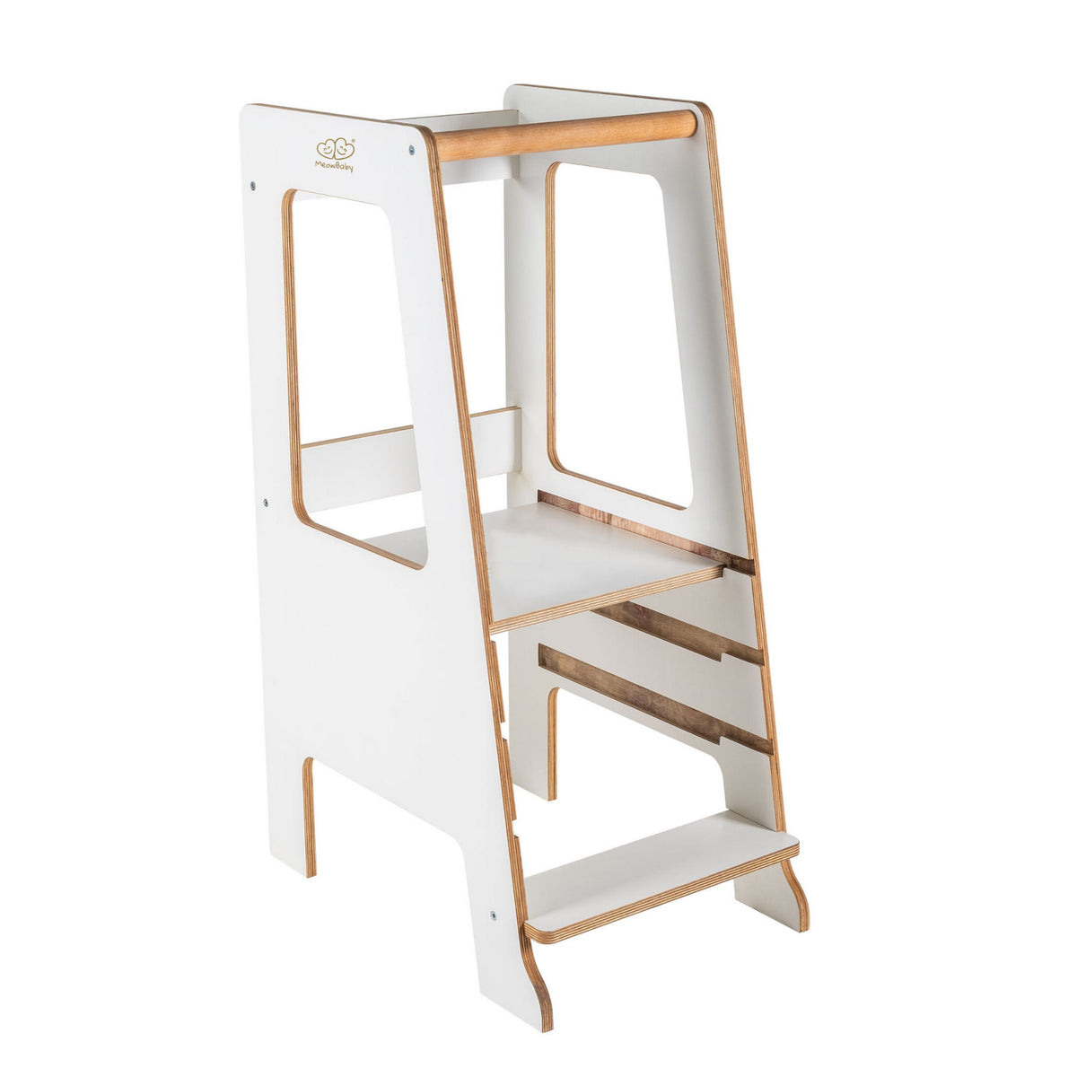Plywood Kitchen Helper for Children Scandi Step Stool, White