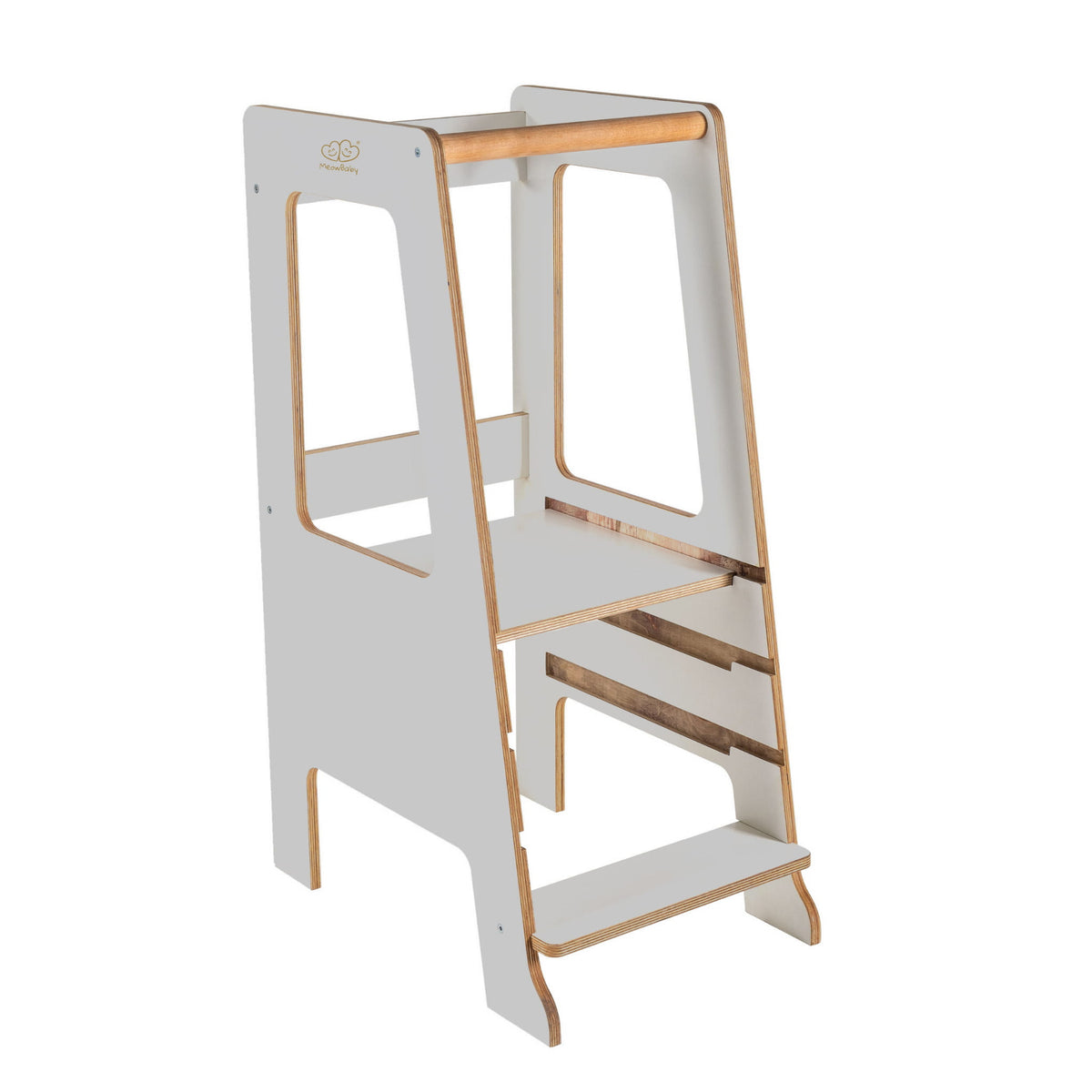 Plywood Kitchen Helper for Children Scandi Step Stool, Gray