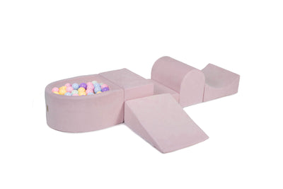Foam Playset with Small Ball Pit Playground for Children with 100 Balls Certified, Velvet, Light Pink: Baby Blue/Mint/Pastel Pink/Pastel Yellow/Lilac