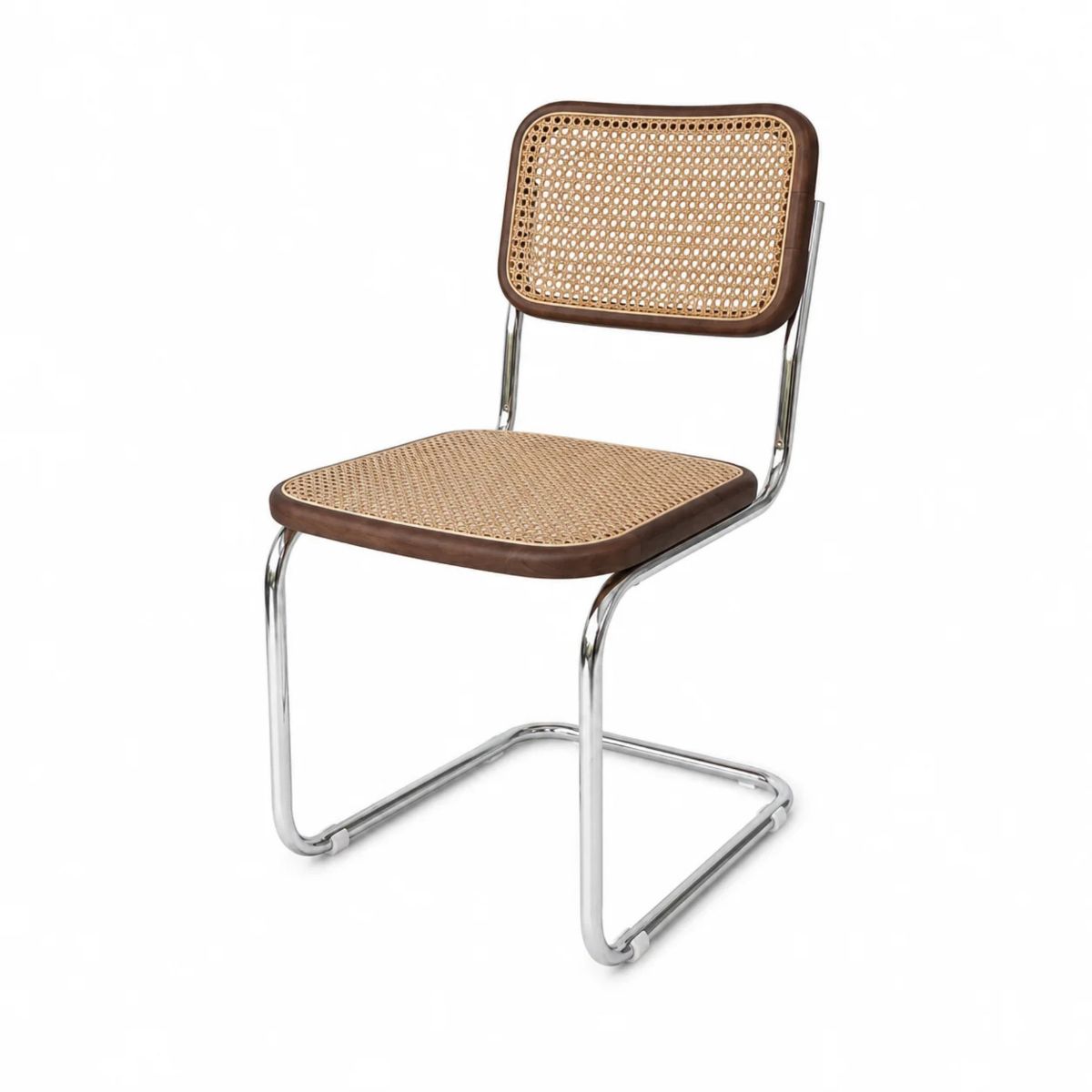 Swing Dining Chair - Natural Rattan - Smoked Wood/Chrome
