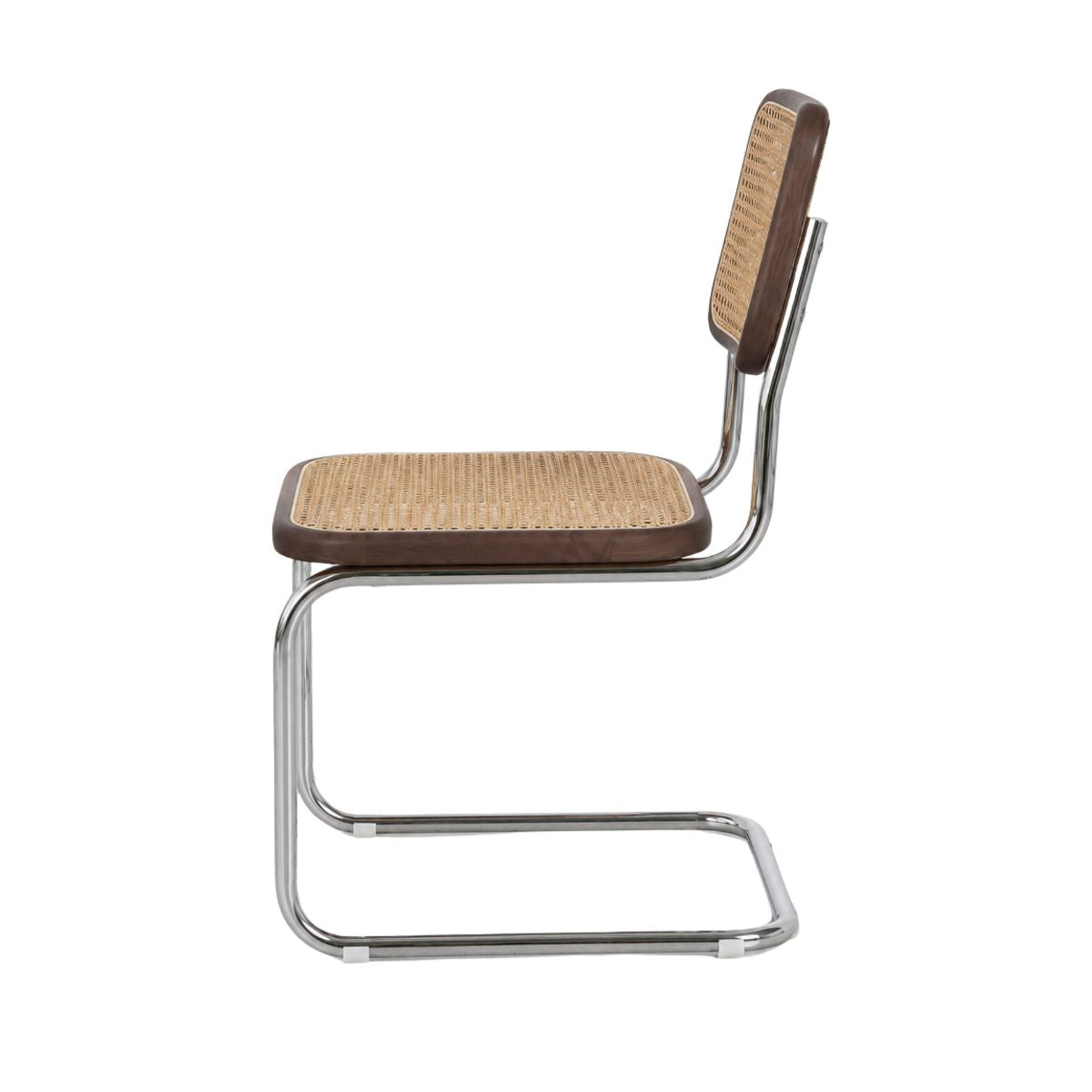 Swing Dining Chair - Natural Rattan - Smoked Wood/Chrome