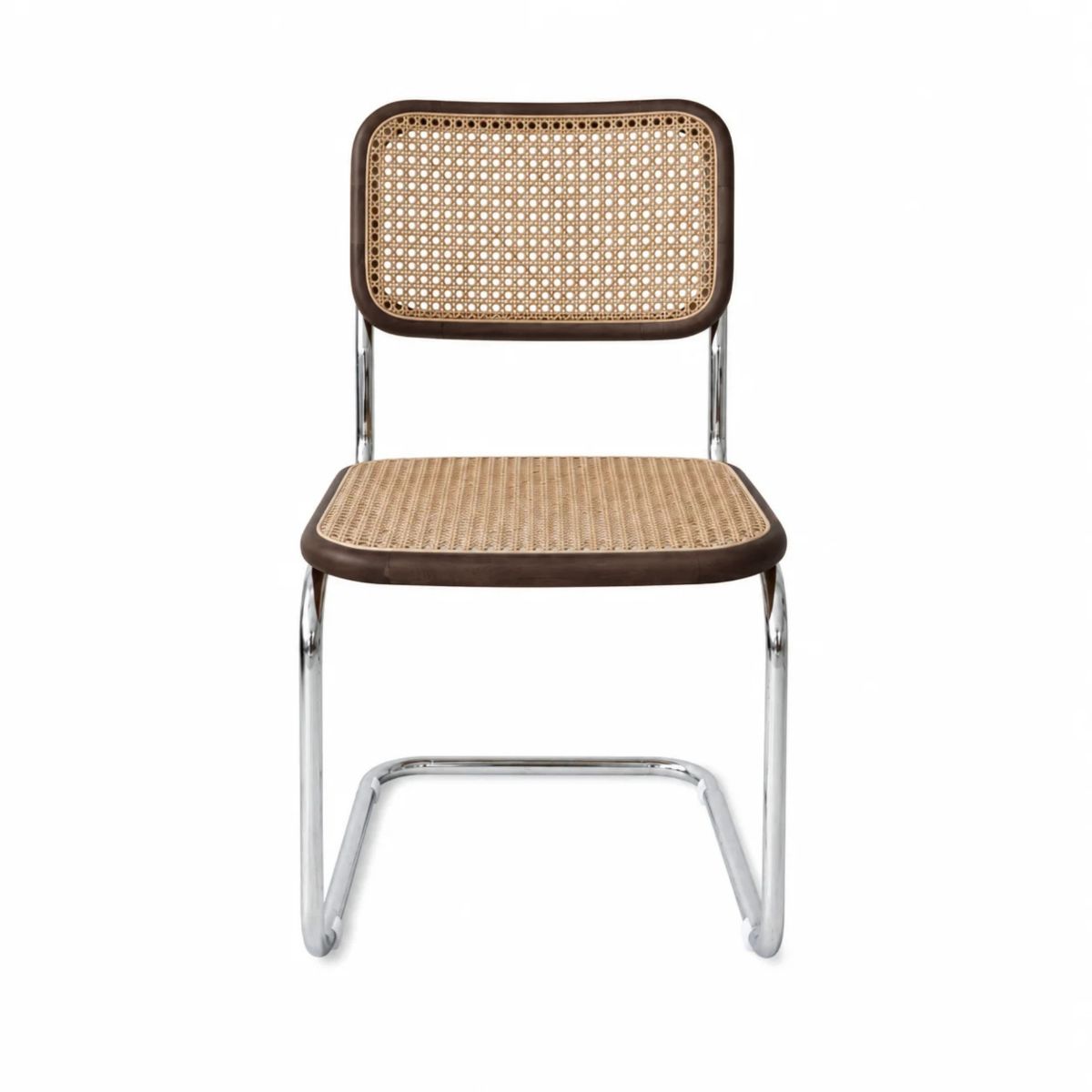 Swing Dining Chair - Natural Rattan - Smoked Wood/Chrome