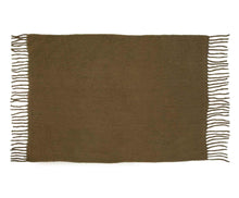 Carica l&#39;immagine nel visualizzatore di Gallery, KHAKI WOOL BLANKET WITH FRINGES 125X150CM