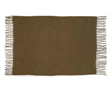 Load image into Gallery viewer, KHAKI WOOL BLANKET WITH FRINGES 125X150CM