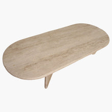 Load image into Gallery viewer, Travertine Oblong coffee table V-shaped legs