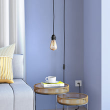 Load image into Gallery viewer, Bala hanging lamp in French linen - Black - woven cord - 4.5m