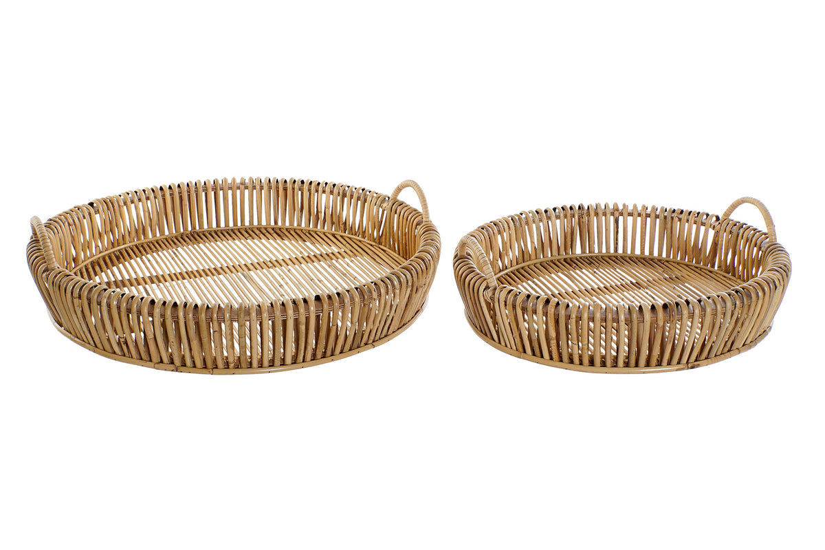 TRAY SET 2 RATTAN 58X58X14,5 NATURAL