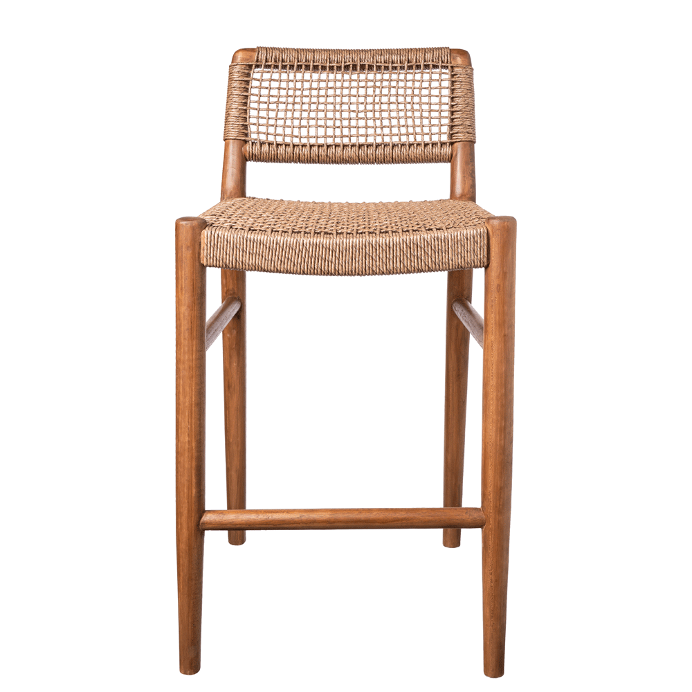 Teak and Rope Counter Stool