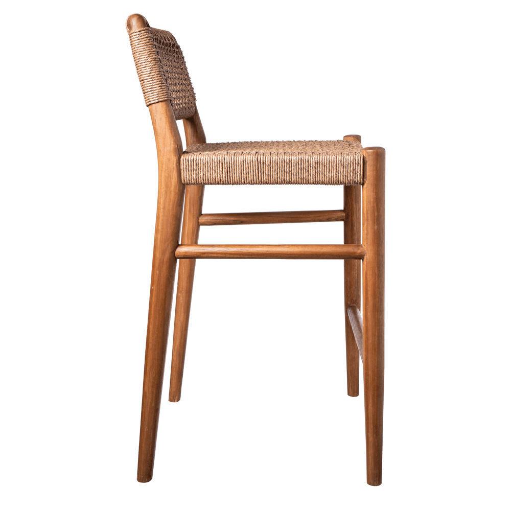 Teak and Rope Counter Stool