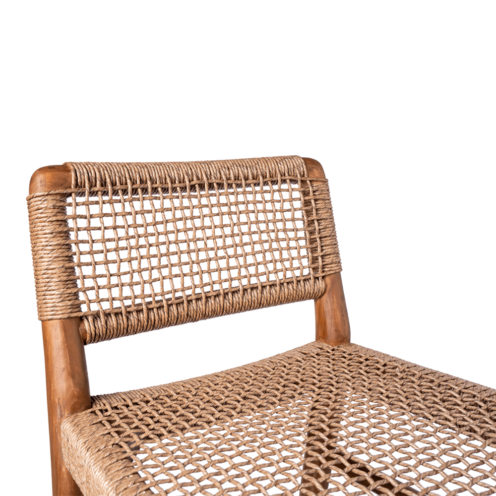 Teak and Rope Counter Stool