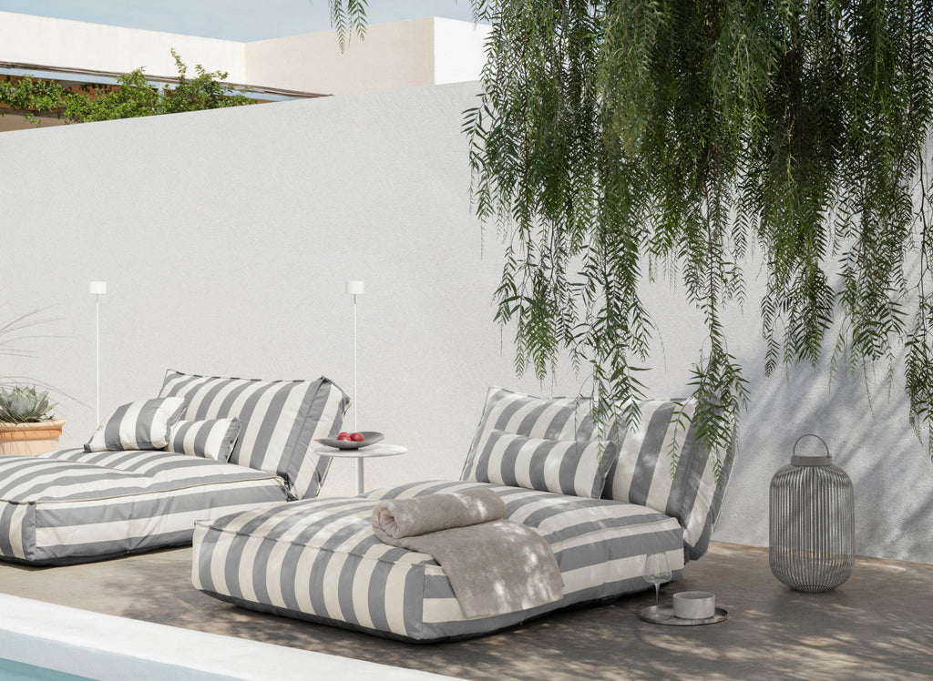 Outdoor Bed -STAY- colour Lily White/Elephant Skin - size 120 x 190 cm