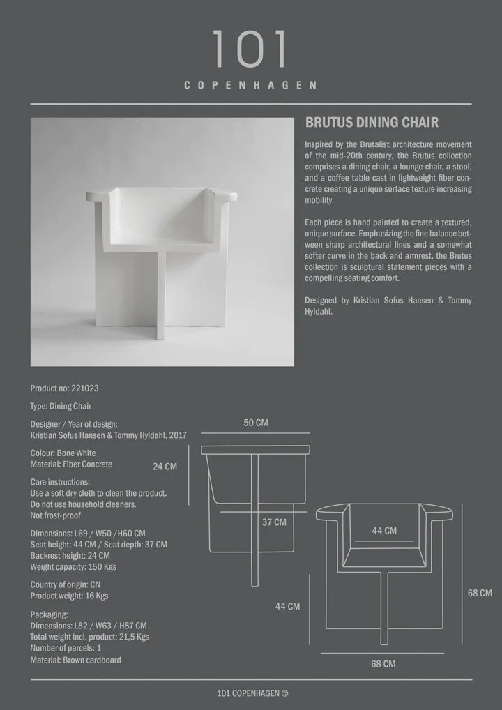 Brutus Dining Chair - Bone White
