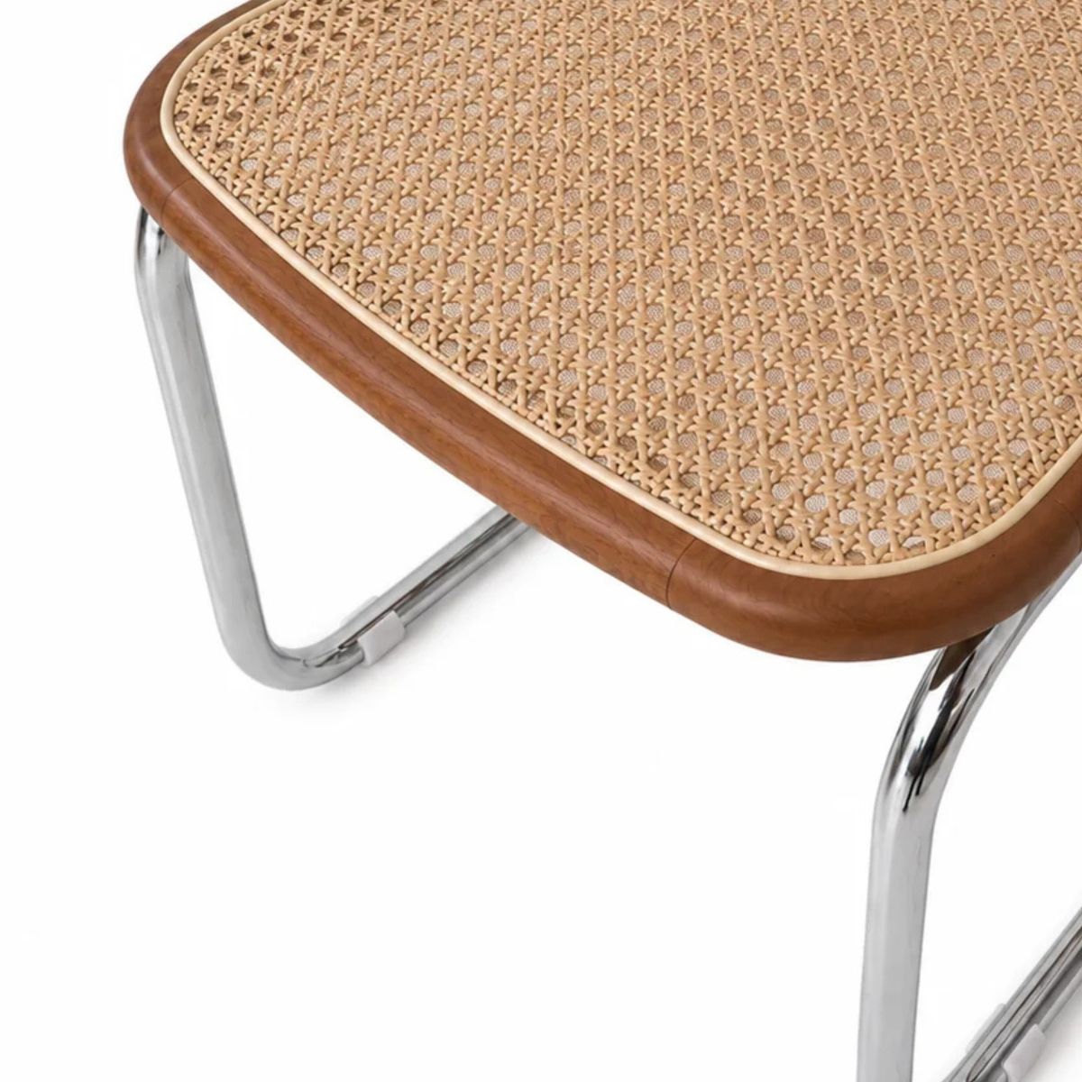 Swing Dining Chair - Natural Rattan - Walnut/Chrome