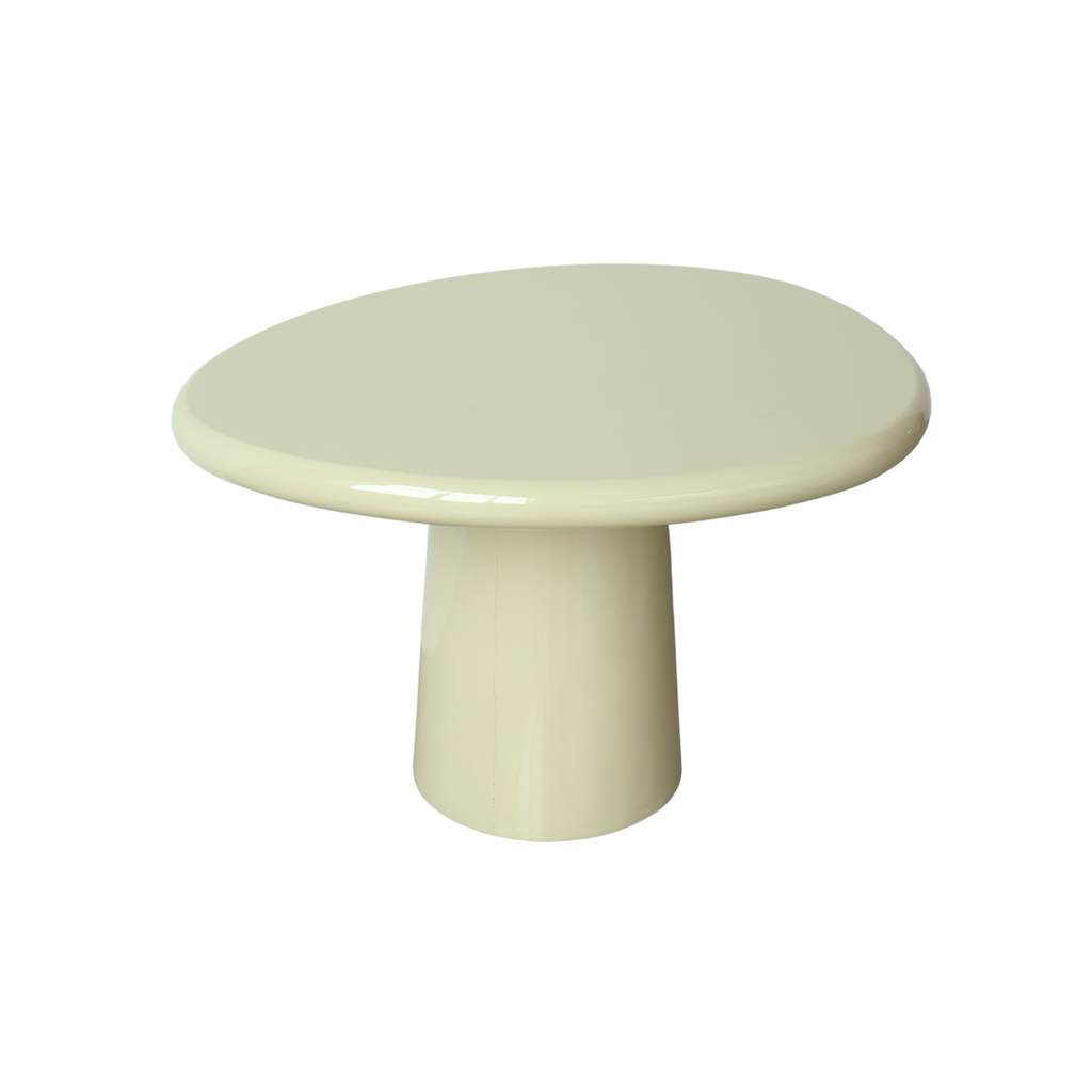 Coffee table Juno W64 cm x D55 cm x H40 cm - Shining Pale khaki Stoneskin - Round edge