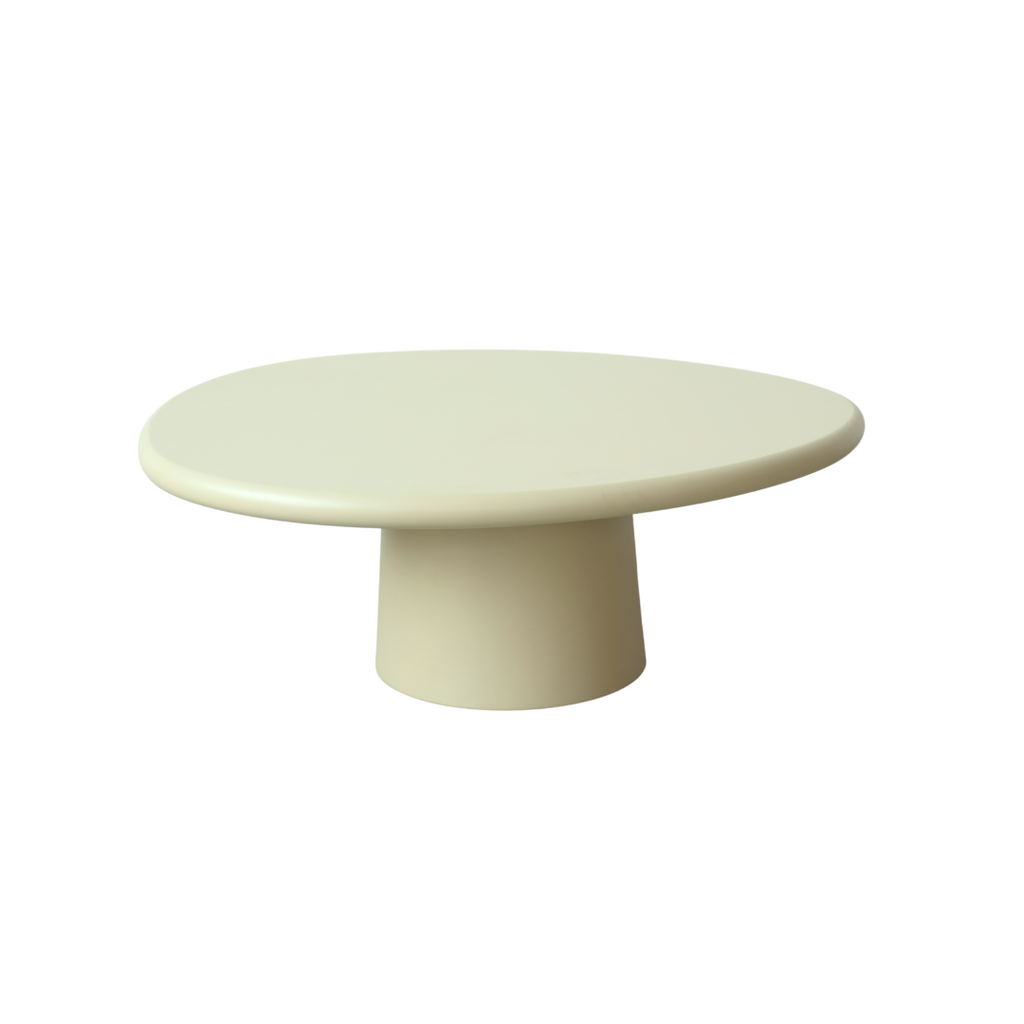 Coffee table Juno W91 cm x D78 cm x H34 cm - Pale khaki Stoneskin - Round edge