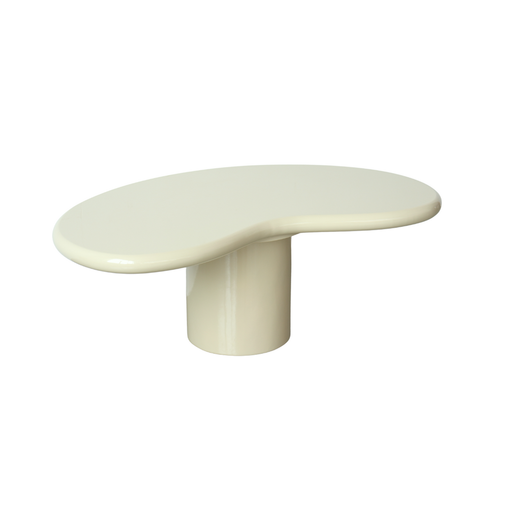 Coffee table Loches W92.5 cm x D56 cm x H35 cm - Shining Pale khaki Stoneskin - Round edge