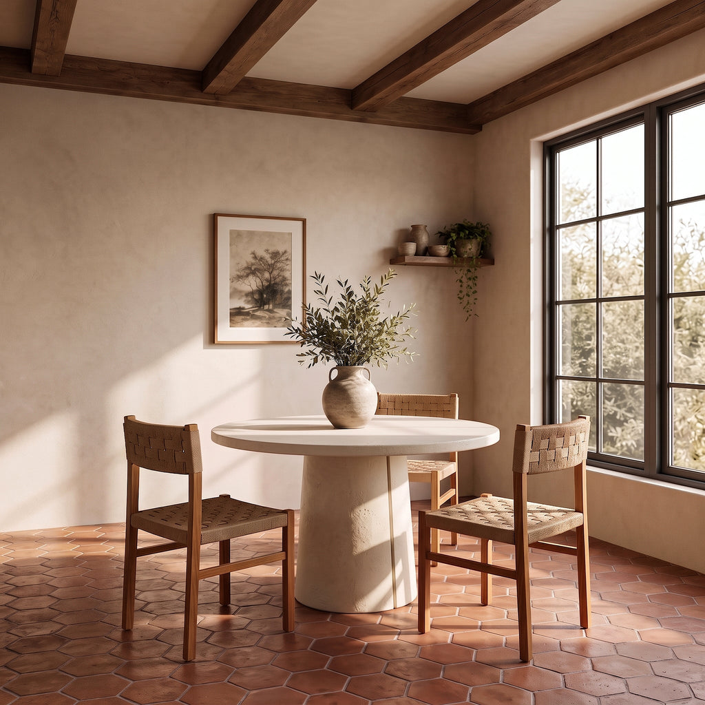 Mesa de comedor de exterior CLAUDE de microcemento Ø 125 cm x 75 cm