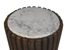 Charger l&#39;image dans la galerie, Coffee table round Mango Wood &amp; White Marble - ø45x50