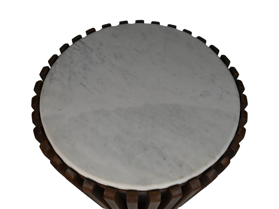 Coffee table round Mango Wood & White Marble - ø60x60