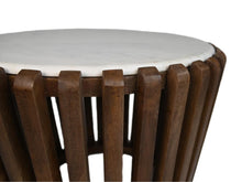 Laden Sie das Bild in den Galerie-Viewer, Coffee table round Mango Wood &amp; White Marble - ø60x60