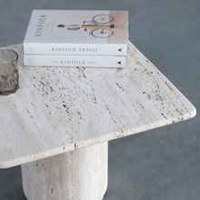 Charger l'image dans la galerie, Coffee table Lyon W54 D54 H30cm - Rough white sandstone sandblasted- round bevel edge