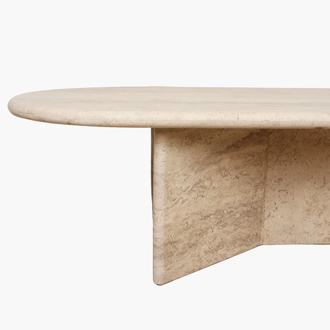 Travertine Oblong coffee table V-shaped legs