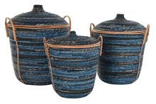 Load image into Gallery viewer, BASKET SET 3 RATTAN 51X51X65 BLUE