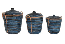 Load image into Gallery viewer, BASKET SET 3 RATTAN 51X51X65 BLUE