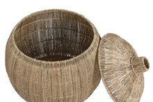 Load image into Gallery viewer, BASKET SET 2 JUTE 55X55X45 WITH CAP NATURAL BROWN