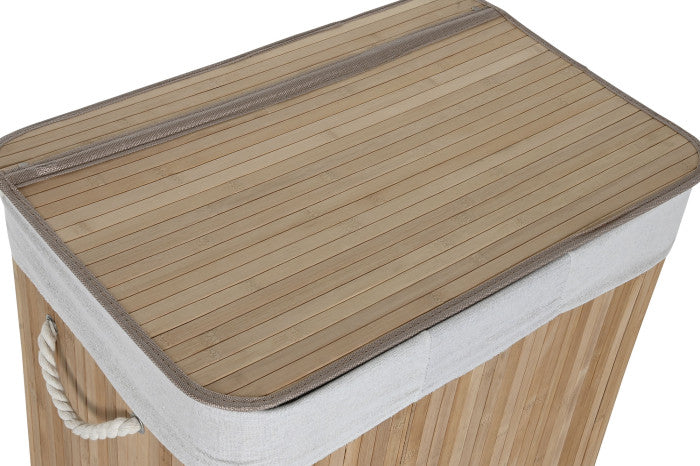 LAUNDRY BASKET BAMBOO 60X40X60 140L 3 COMPARTIMENT