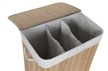 Load image into Gallery viewer, LAUNDRY BASKET BAMBOO 60X40X60 140L 3 COMPARTIMENT