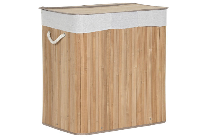LAUNDRY BASKET BAMBOO 60X40X60 140L 3 COMPARTIMENT