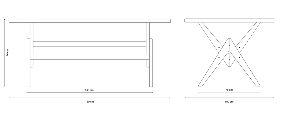 Dining Table 180 - Teak Outdoor