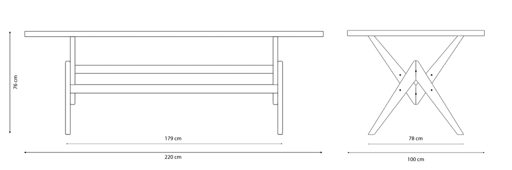 Dining Table 220 - Teak Outdoor