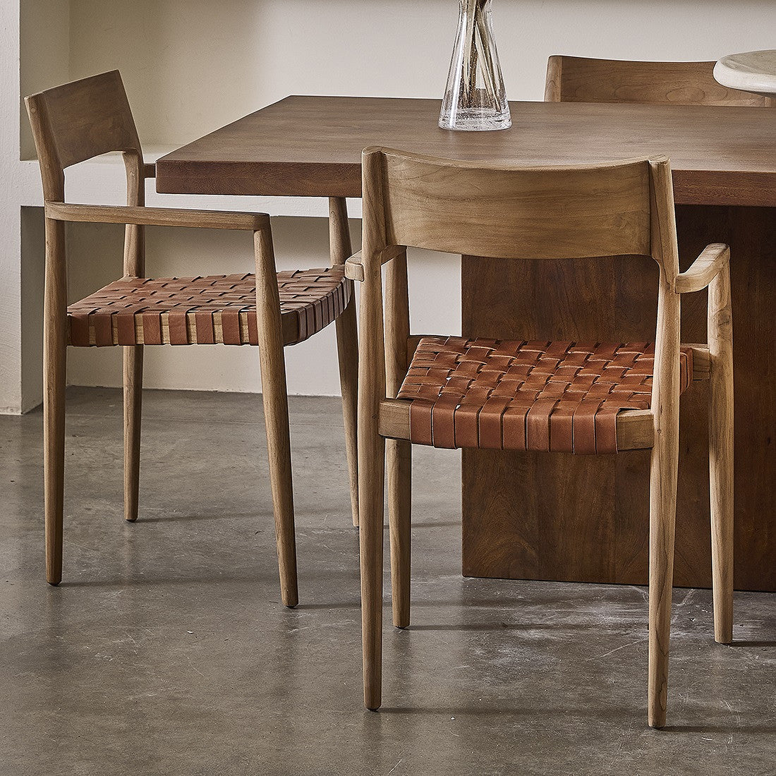 Dining armchair natural leather