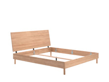 Cargar imagen en el visor de la galería, Solid oak wood bed w. bed side table