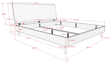 Cargar imagen en el visor de la galería, Solid oak wood bed w. bed side table