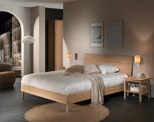 Cargar imagen en el visor de la galería, Solid oak wood bed w. bed side table