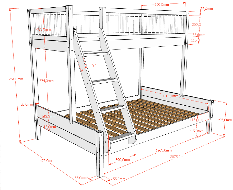FORREST OAK family bed