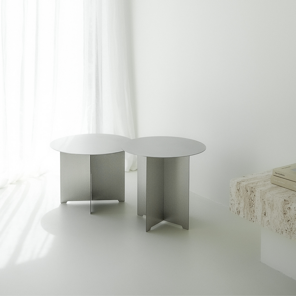 Coffee table Golbey D50 H35 - Brushed steel