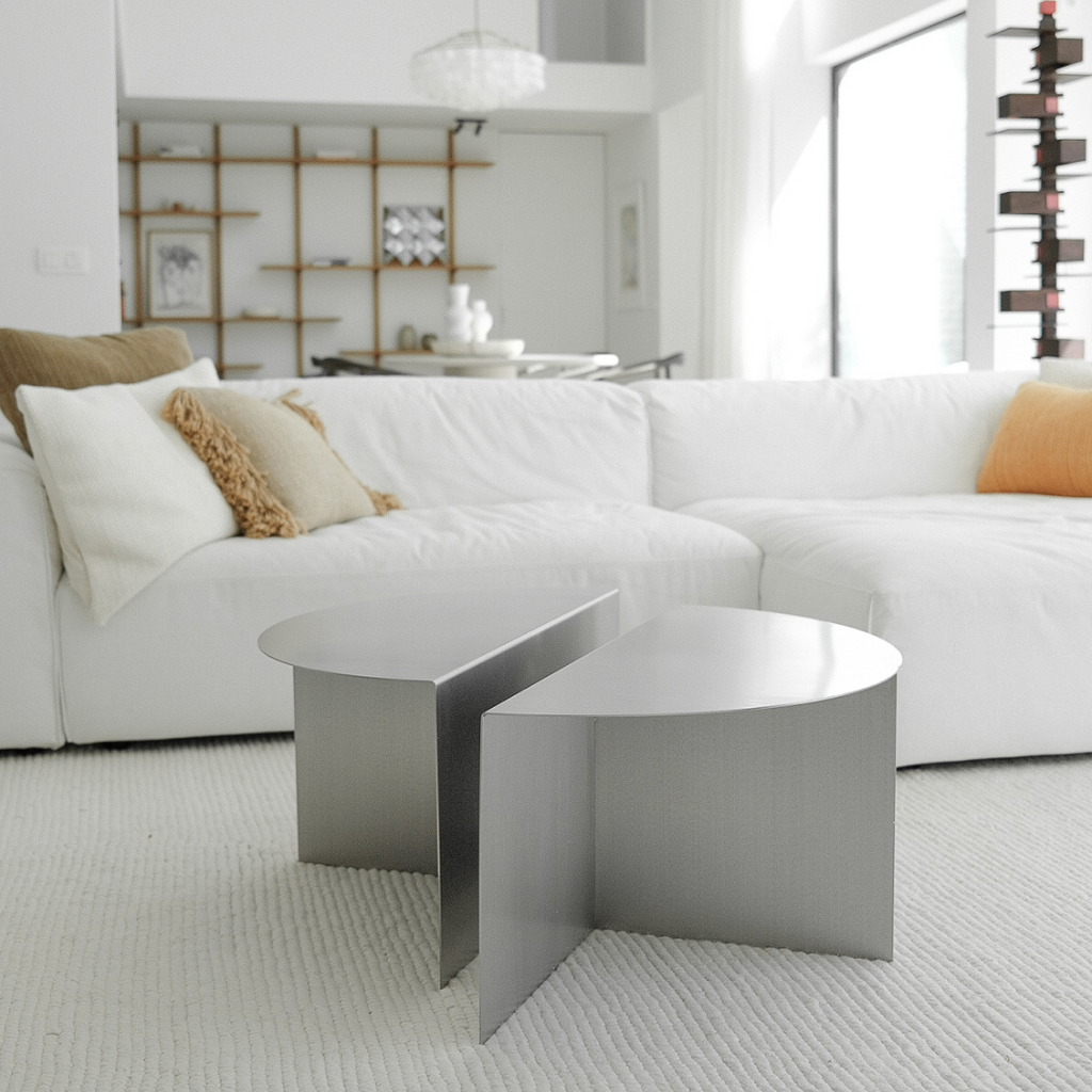 Coffee table Valognes W80 D40 H38 - Brushed steel