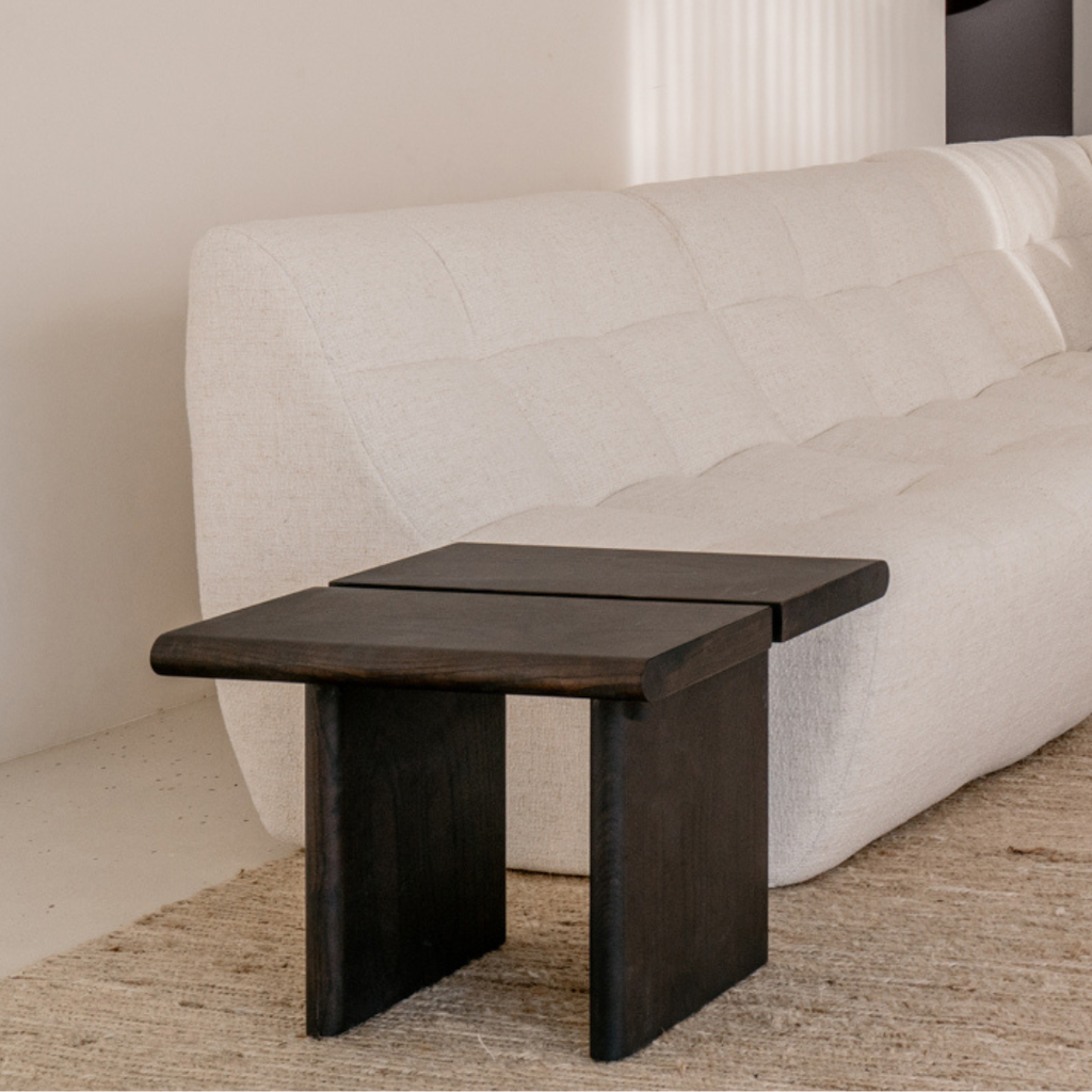 Coffee table Arlen - W50 D50 H40 - ash solid edge in smoke color