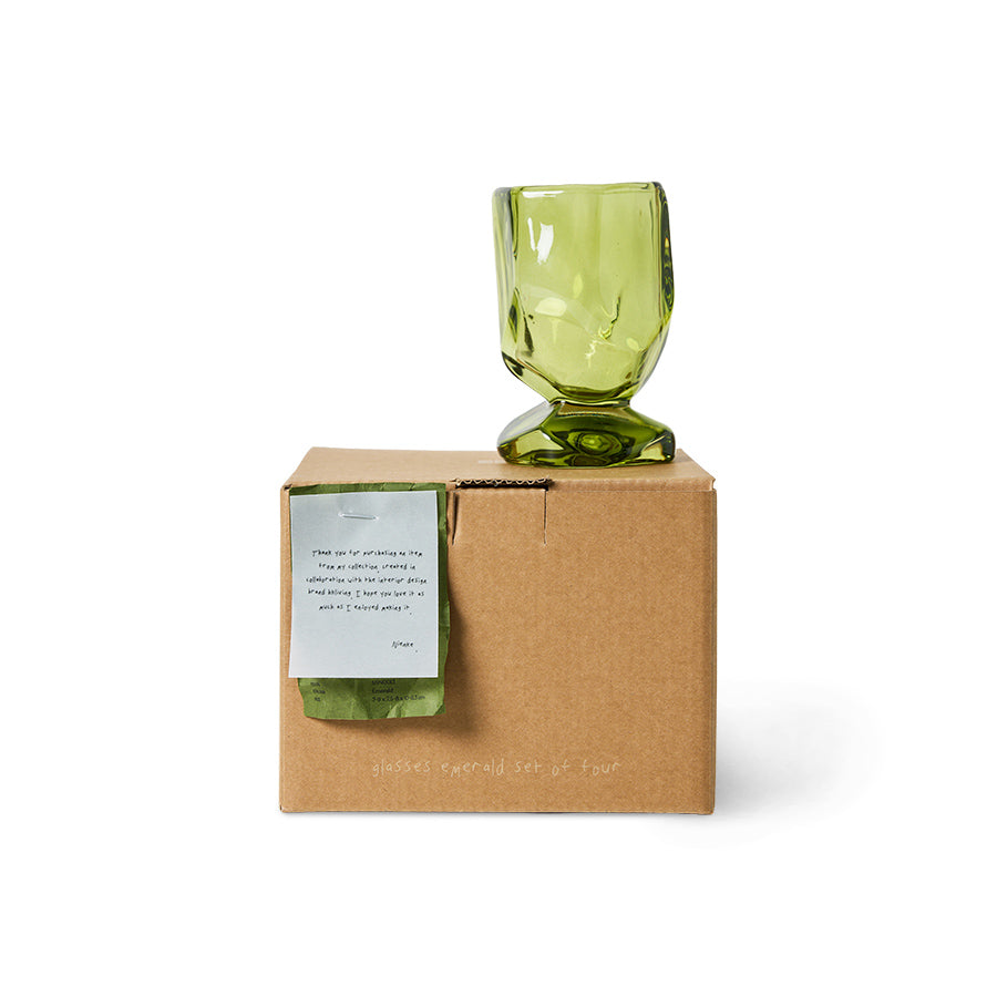 Glasses, emerald Nienke Sikkema for HKLIVING, set of 4