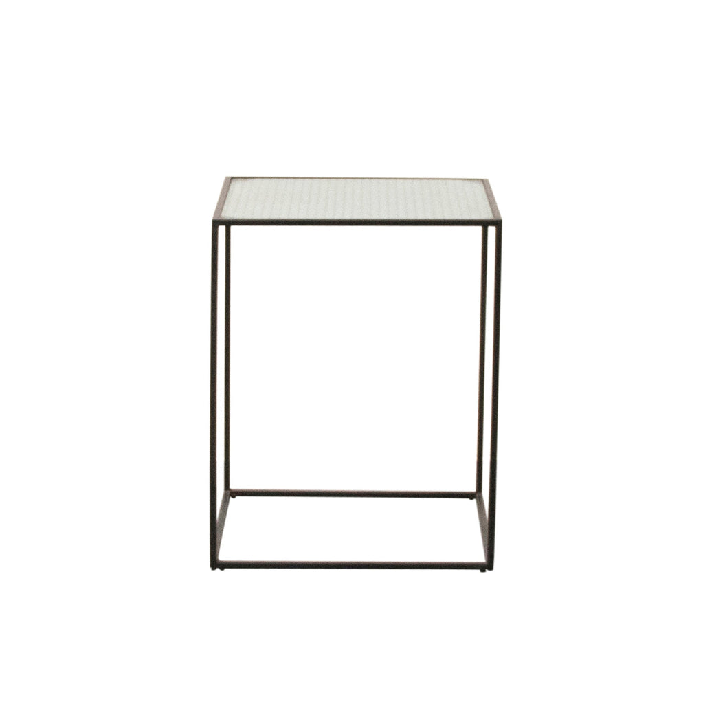 Glass Coffee table - Annaliz - Glass/Black Metal - 40x40x50cm