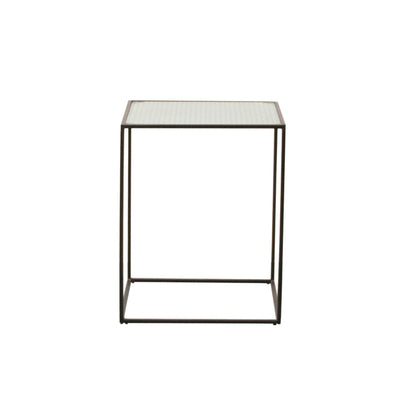 Glass Coffee table - Annaliz - Glass/Black Metal - 40x40x50cm