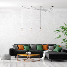 Laden Sie das Bild in den Galerie-Viewer, Hang-3 French Linen Ceiling Pendant Light - Black - 3 Wires 2.50m