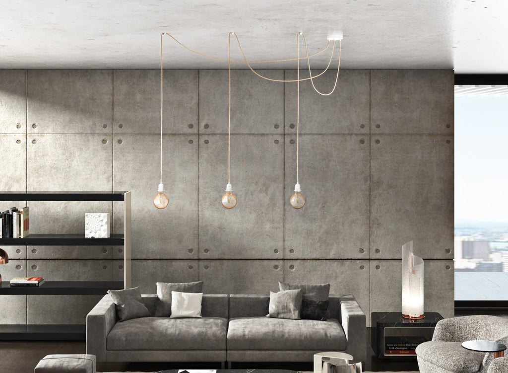 Hang-5 Ceiling Pendant 5 Wires 3.50m - Raw String White Socket